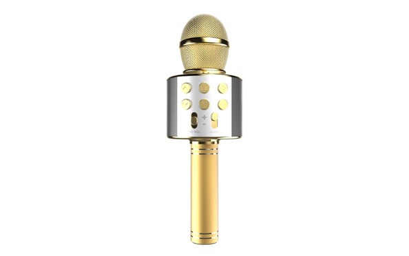 Microphone karaoké sans fil et enceinte bluetooth - Or