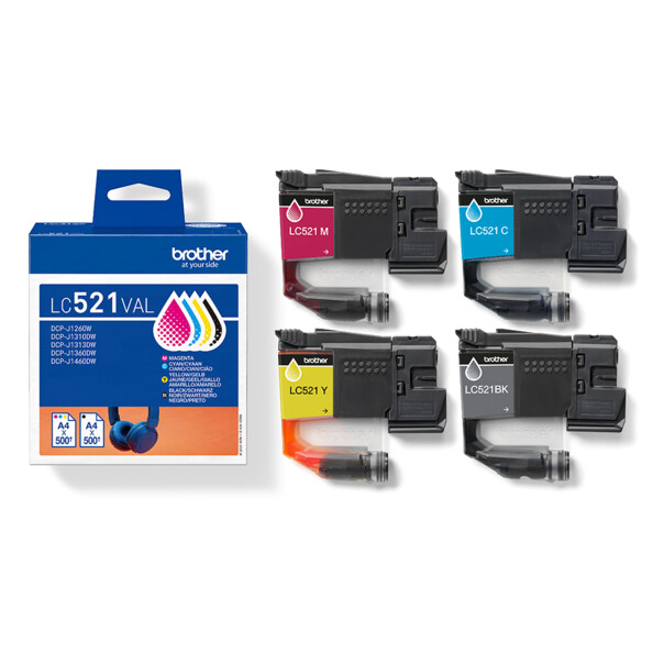 4 cartouches originales Brother LC521 - Pack CMJN