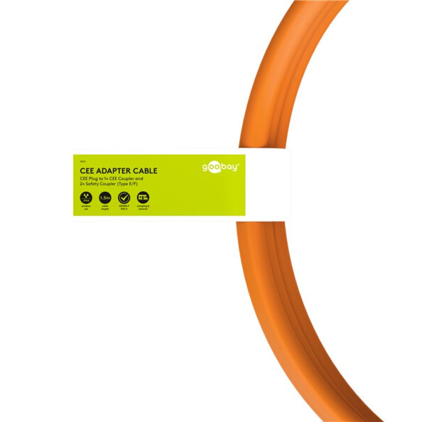 Câble adapateur CEE mâle vers prise CEE et 2 x 230 V 3G 2,5 mm² - Orange / 10 m