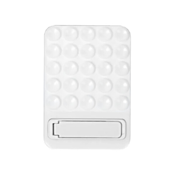 Support à ventouses en silicone avec pied intégré blanc pour smartphone