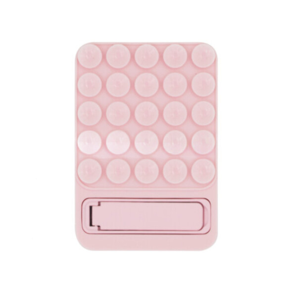 Support à ventouses en silicone avec pied intégré pour smartphone - Rose