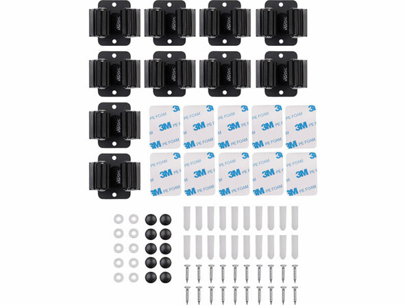 10 porte-balais avec patchs adhésifs, vis et chevilles