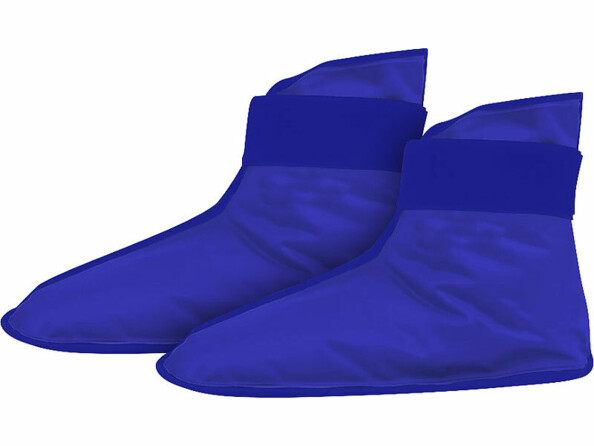 2 chaussettes thermiques avec gel chaud/froid vues de côté