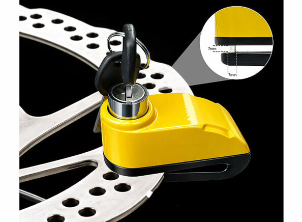 Antivol sur un disque avec indication d'épaisseur maxi 7 mm