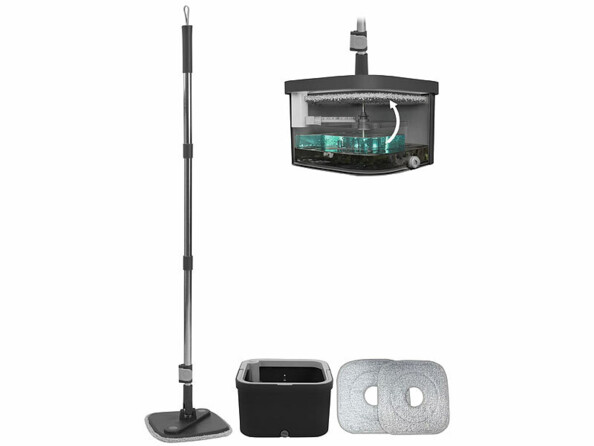 Balai-serpillière avec seau essoreur et 2 pads microfibres