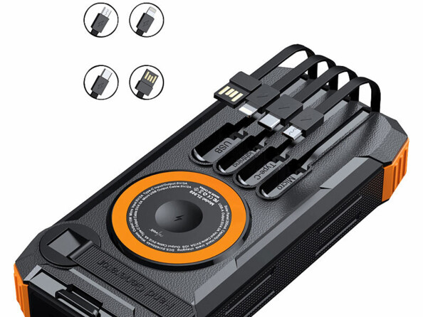 Batterie externe solaire et dynamo 20.000 mAh PB-830 avec câbles intégrés