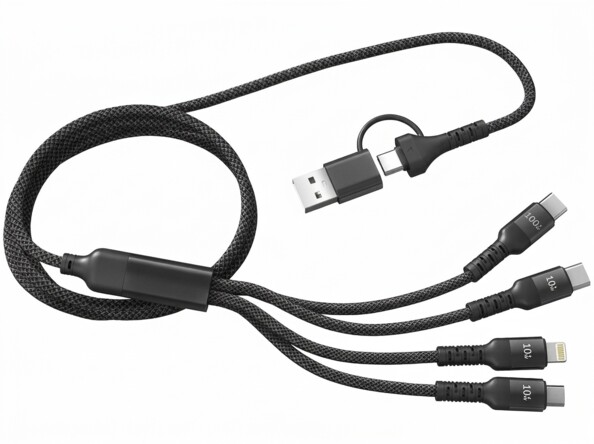Câble USB-C/A vers USB-C/Micro-USB/Lightning 100 W 1,2 m - coloris noir
