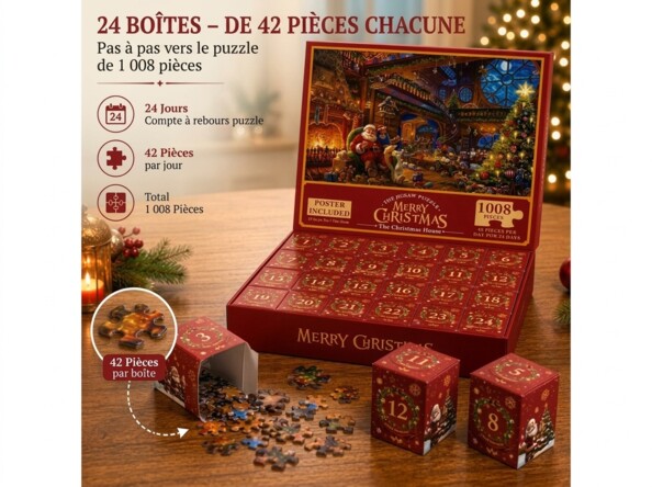 Calendrier de l'Avent puzzle "Maison du Père Noël" – 1008 pièces