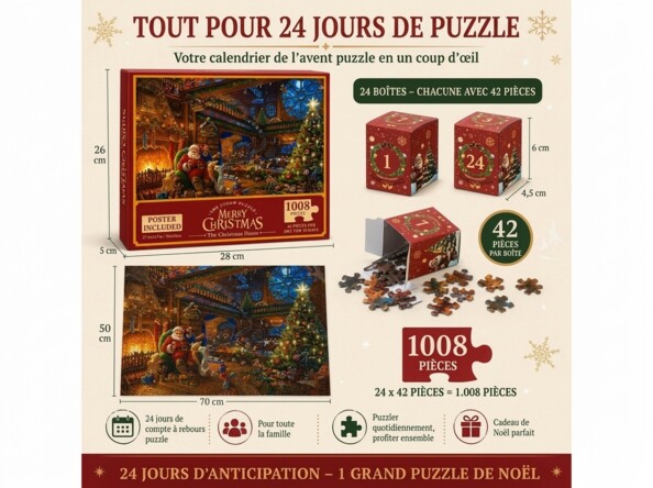 Calendrier de l'Avent puzzle "Maison du Père Noël" – 1008 pièces