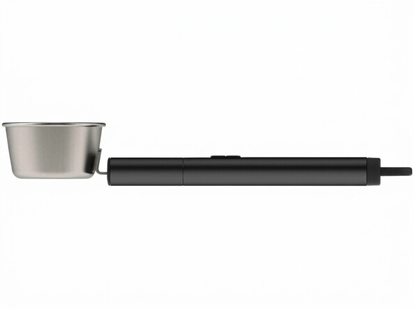 Cuillère-balance Rosenstein & Söhne vue de profil avec bol inox à gauche et manche noir à droite, écran LCD et boutons visibles