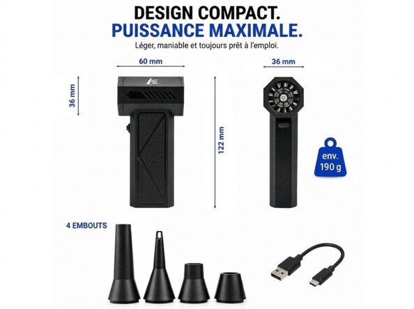 Dépoussiéreur rechargeable à air comprimé