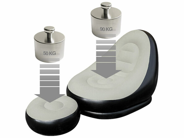 Fauteuil gonflable avec repose-pieds indications de charge