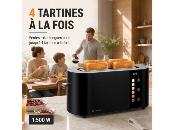 Grille-pain dans une scène familiale de petit-déjeuner