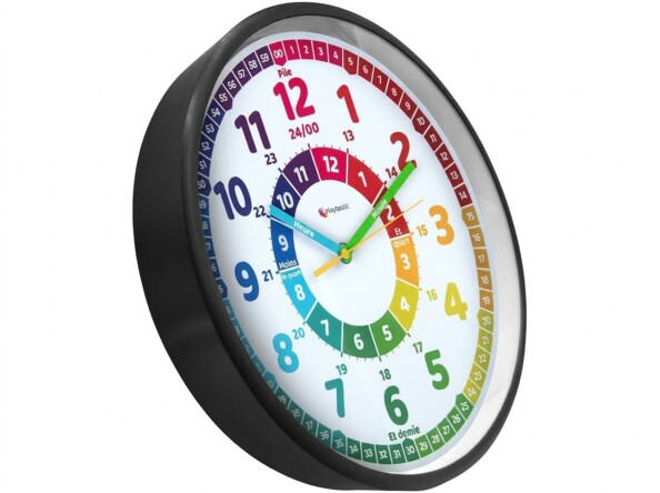 Horloge murale analogique éducative Ø 30 cm pour enfant