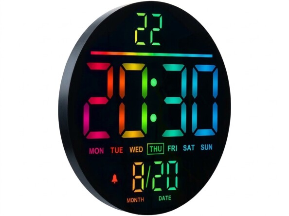 Horloge murale numérique télécommandée Ø 25,6 cm