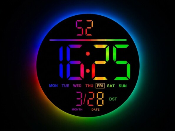 Horloge murale numérique télécommandée Ø 25,6 cm