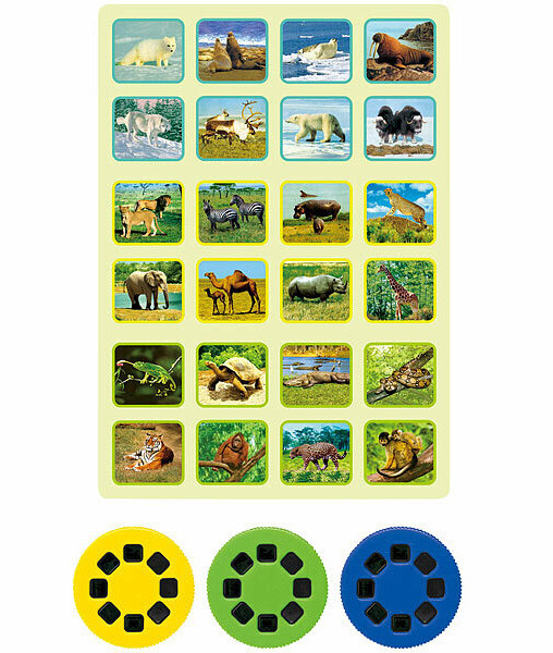 3 disques de projections avec 24 images d'animaux