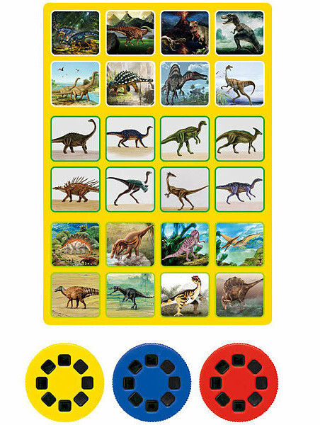 3 disques de projection avec 24 images de dinosaures