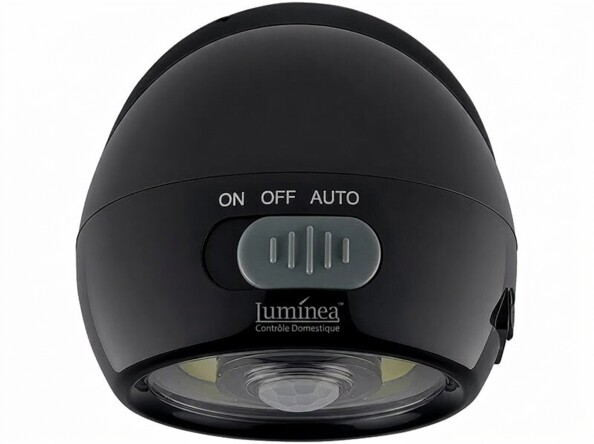 Veilleuse LED dôme noire avec interrupteur ON/OFF/AUTO et capteur de mouvement, marque luminéa