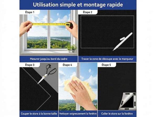 indications de montage et mise en situation du store sans perçage pour fenêtre