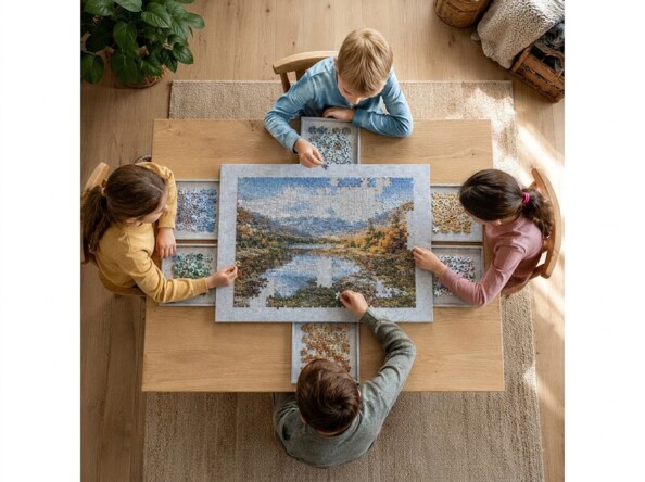 Tapis de puzzle pour 1000 pièces, coloris gris clair