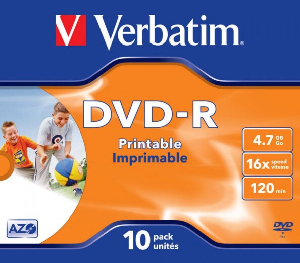 10 DVD-R Verbatim AZO Printable 4,7 Go
