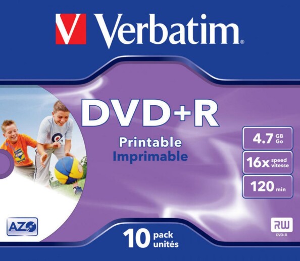 Lot de 10 DVD+R AZO imprimables, par Verbatim