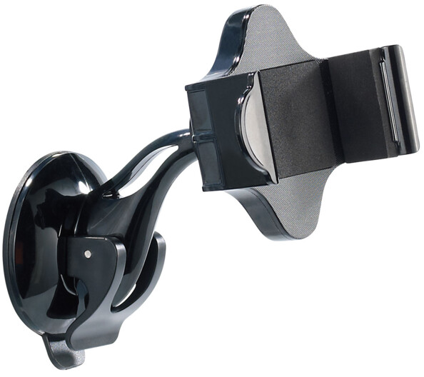 Support smartphone pour voiture coloris noir avec ventouse et articulation à rotule