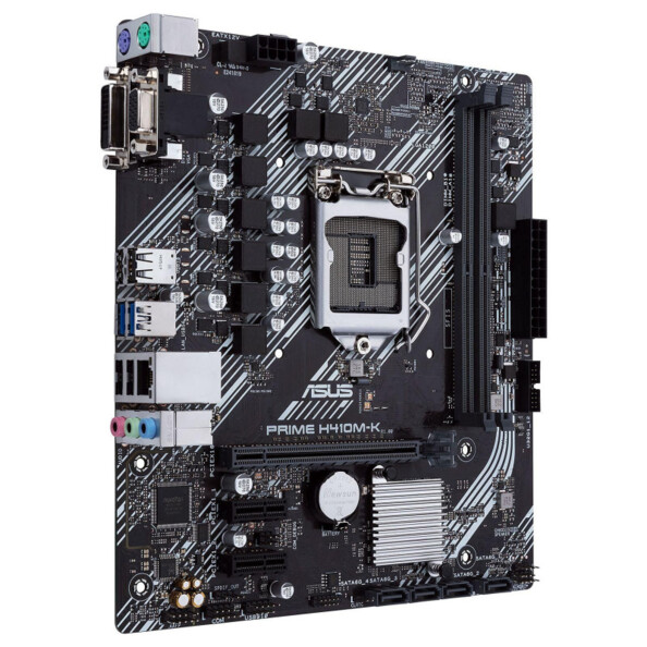 La carte mère Asus Prime H410M-K compatible avec la dixième génération de processeurs Intel.