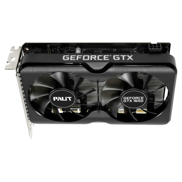 Carte graphique Palit GTX1650 GP OC 4 Go avec deux ventilateurs actifs.