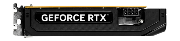 Côté droit de la carte graphique avec inscription GEFORCE RTX et connecteur 8 broches