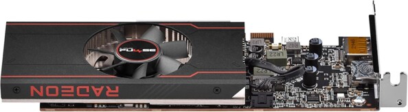 Vue arrière sur le boîtier noir et rouge du GPU 6 nm AMD Radeon RX 6400