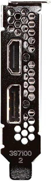 Zoom sur la plaque en métal côté gauche du GPU avec port HDMI et port DisplayPort