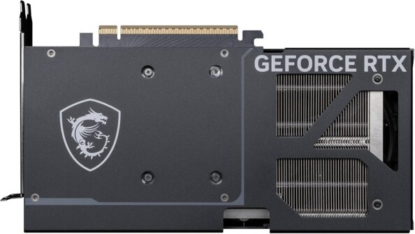 Dessous de la carte graphique GeForce RTX MSI avec connecteur PCIe 5 et châssis en métal