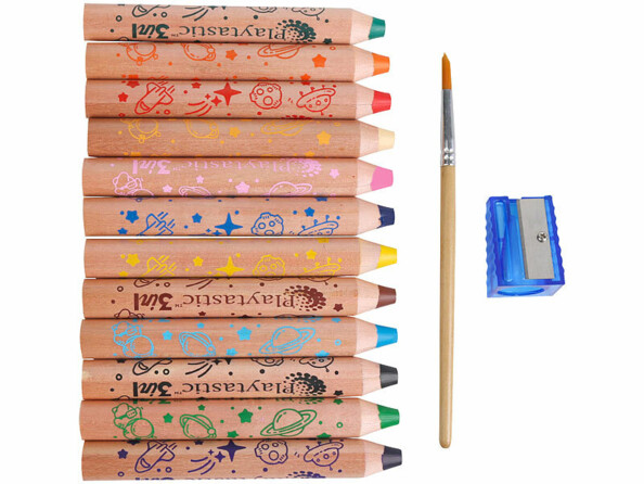 12 crayons de couleur aquarelle avec taille-crayon et pinceau