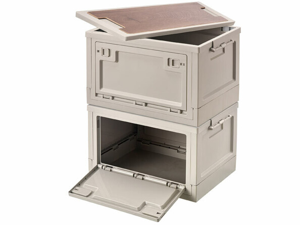 2 boîtes de rangement pliables 30 L avec étagère AB-100