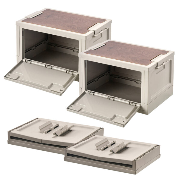 2 boîtes de rangement pliables 30 L avec étagère AB-100