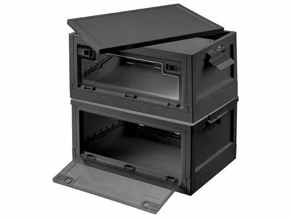 caisse de rangement pliable plastique avec couvercle et rabats