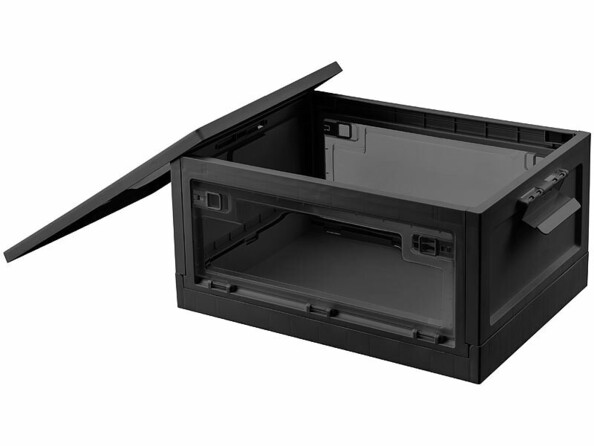 caisse de rangement pliable plastique avec couvercle et rabats