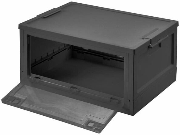 caisse de rangement pliable plastique avec couvercle et rabats