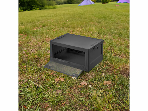 caisse de rangement pliable plastique avec couvercle et rabats