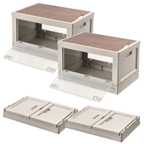 2 boîtes de rangement pliables 55 L avec couvercle AB-110
