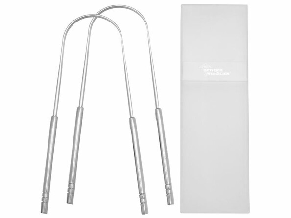 2 gratte-langues en acier inoxydable