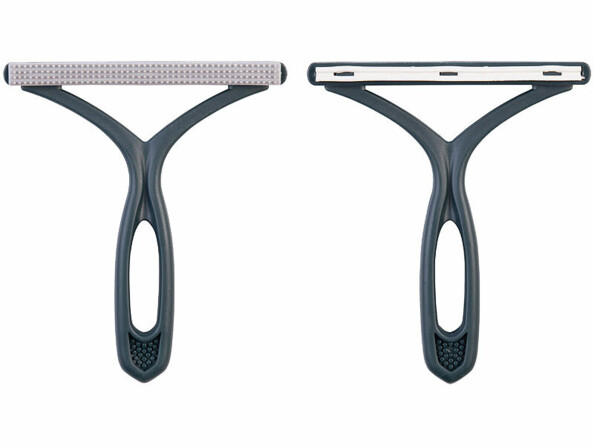 2 brosses anti poils d'animaux vus de face et verso