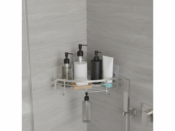 2 étagères d'angle de douche avec 4 crochets