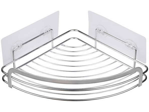 tablette d'angle de douche adésive en métal