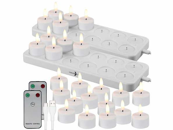 Pack de 24 bougies chauffe-plat LED avec batteries intégrées de la marque Lunartec