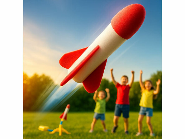 3 fusées en mousse avec rampe de lancement et pompe à pied