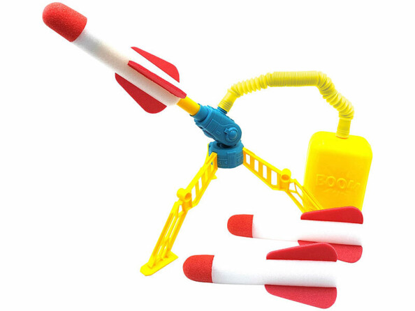 3 fusées en mousse avec rampe de lancement et pompe à pied