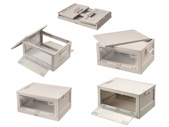 Ensemble de 5 prises de vue d'une boîte de rangement pliable AB-130 coloris blanc